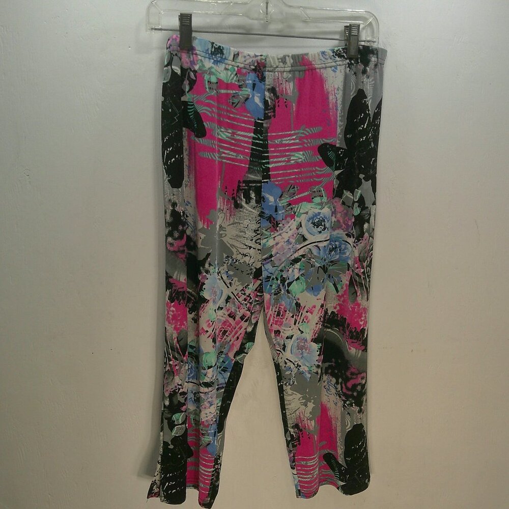 Jostar USA 2 PC Set Abstract Stretchy Colorful Pink Black Tunic & Pants Size XL - Picture 5 of 7